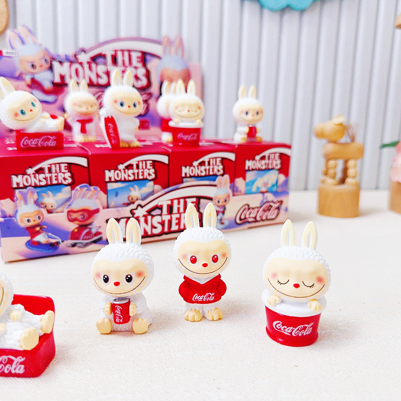 漫画コーラソーダシリーズラブブフィギュアブラインドボックストレンディな小さな人形装飾品おもちゃ樹脂かわいいブラインドバッグ