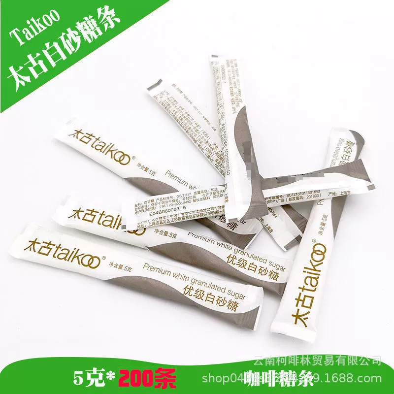Сахарные стики Taikoo White Sugar Premium для кофе и чая, экономичная упаковка, 200 стиков в пакете, растворимые, в коробке