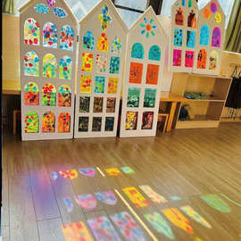 玻璃纸画画彩色玻璃纸幼儿园手工画布创DIY展示光影美工装饰涂鸦