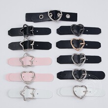 金属爱心星星PU皮革扣子黑色小花皮扣辅料jk裙可调节皮带扣皮对扣