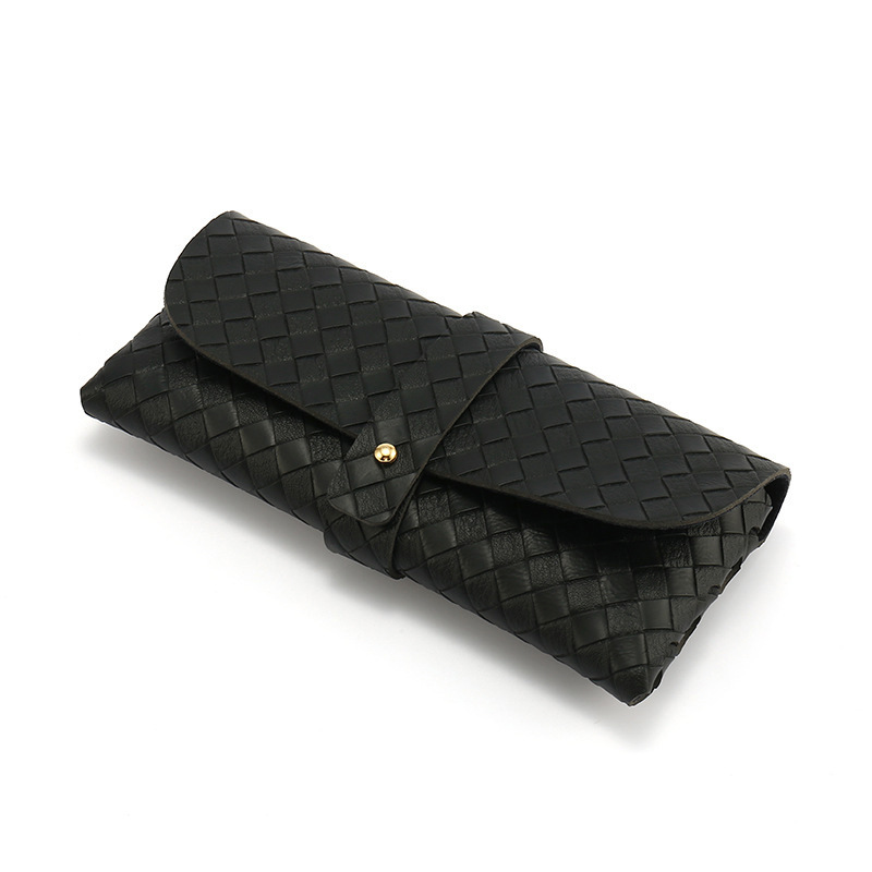 Fabricante en stock pu flocado nueva moda simple suave gafas bolsa caja de embalaje al por mayor