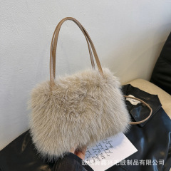 秋冬新作収納用ハンドバッグ、高級感のあるファッショナブルなふわふわ素材、多用途なショルダーバッグ、斜め掛けバッグ