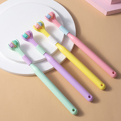 One piece drop shipping upgraded three-head U-shaped toothbrush Macaron soft-bristle adult toothbrush three-sided toothbrush for scraping tongue 418