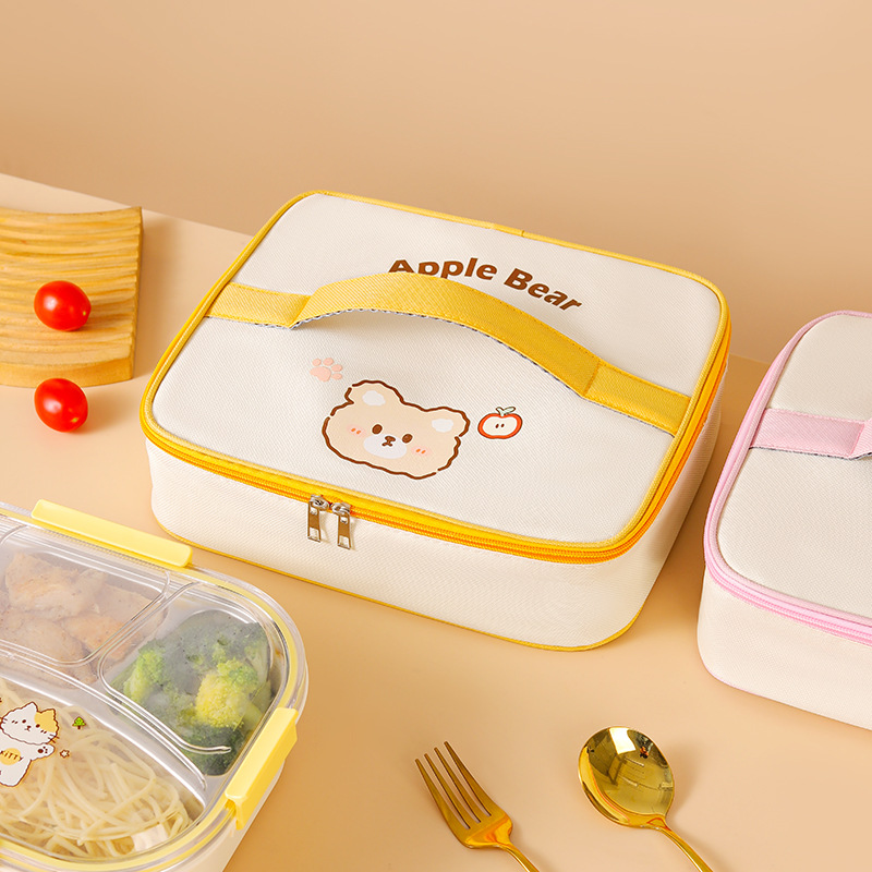 Bolsa aislante portátil simple de dibujos animados, bolsa bento cuadrada, bolsa de almuerzo para ir al trabajo y a la escuela, bolsa de almuerzo, bolsa de lonchera grande