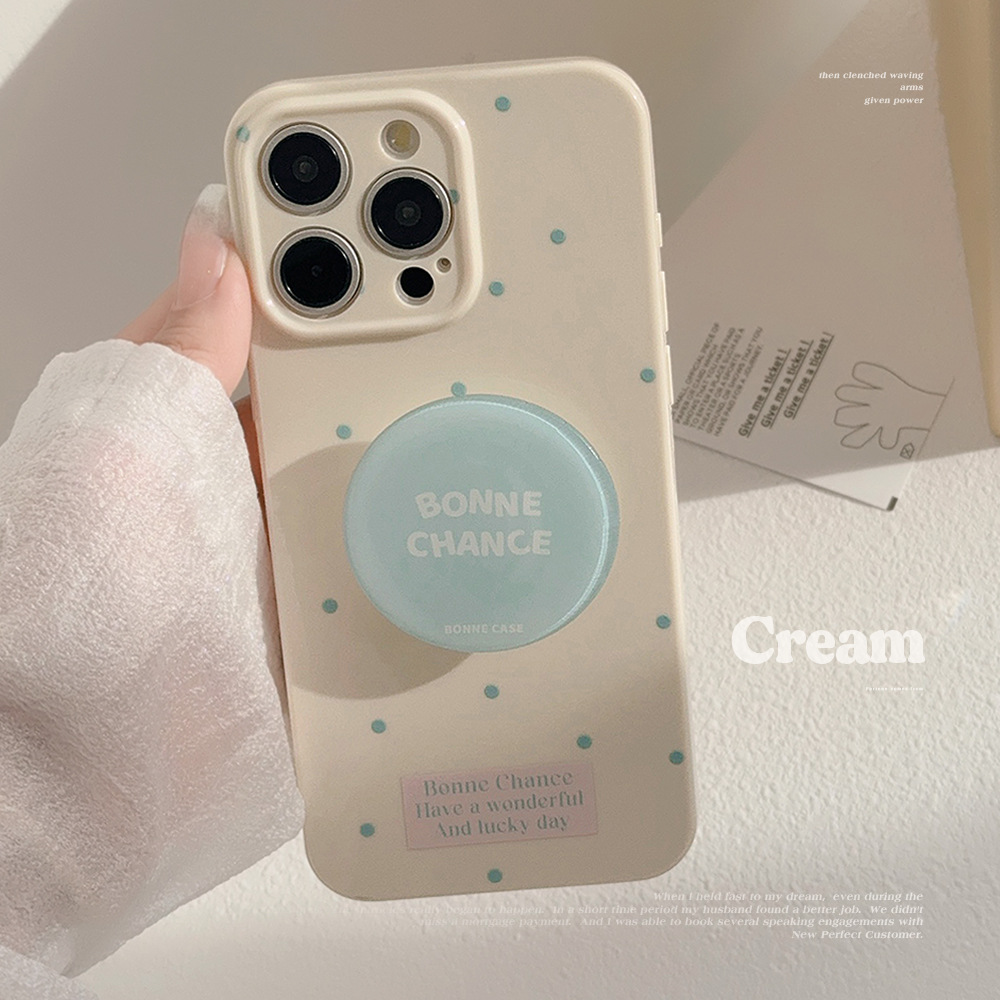 Korean-Style Polka Dot iPhone 16 Case Suitable for 17 Pro Max Apple Phone Case 15 Blue Stand 12 Silicone 11 Full Coverage