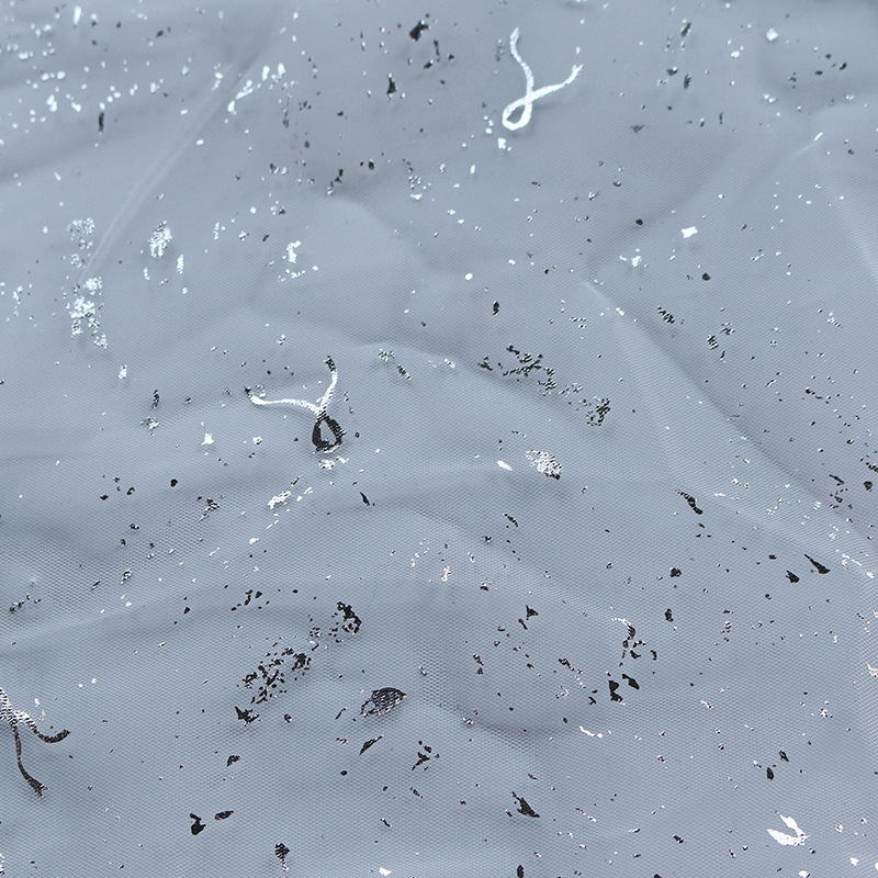 Nueva tela de malla poliéster tela de plata primavera y verano niñas vestido de princesa tela