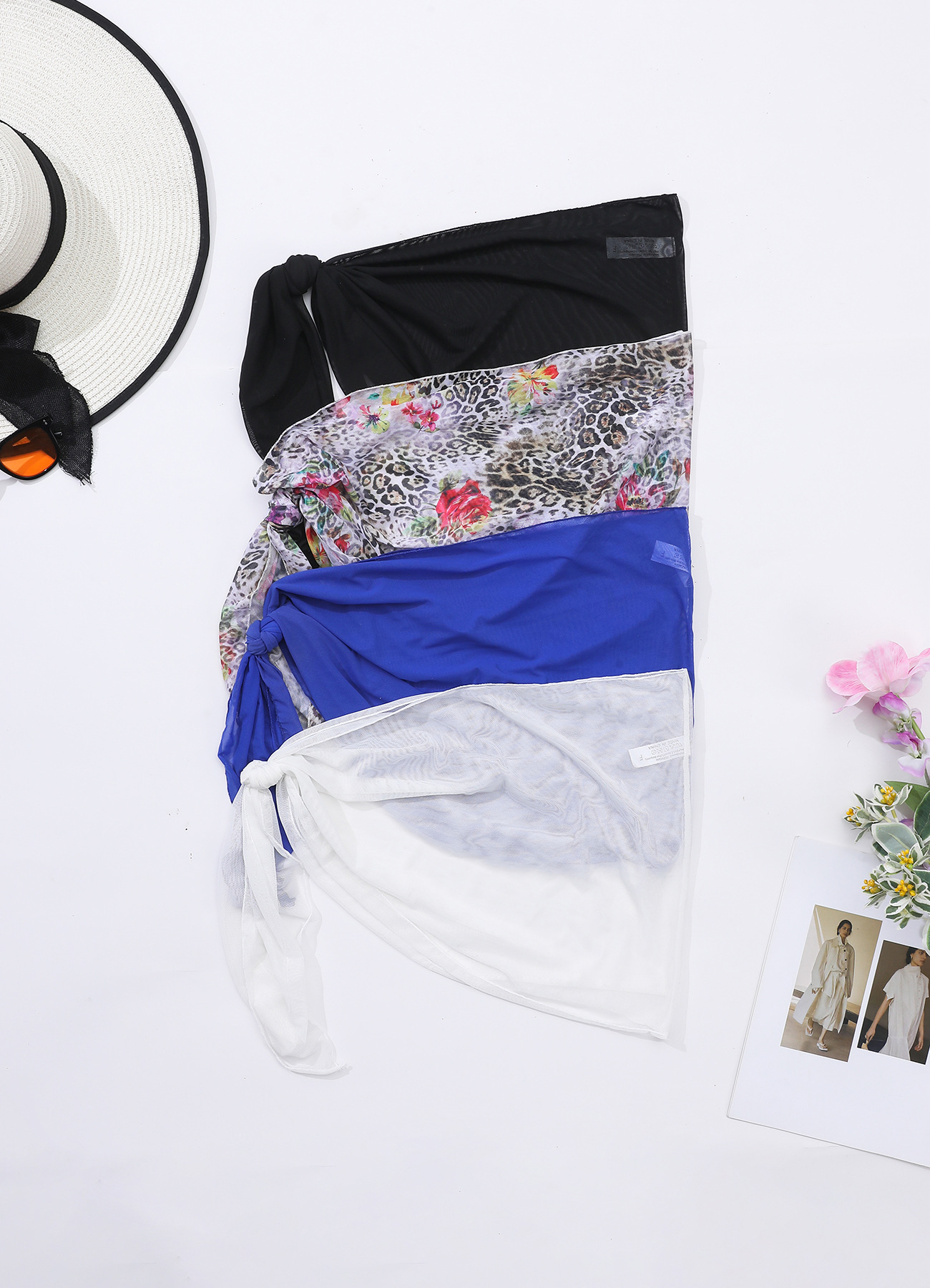 Nuovo set da quattro pezzi con camicetta irregolare con lacci laterali da donna TK245_voghion.com