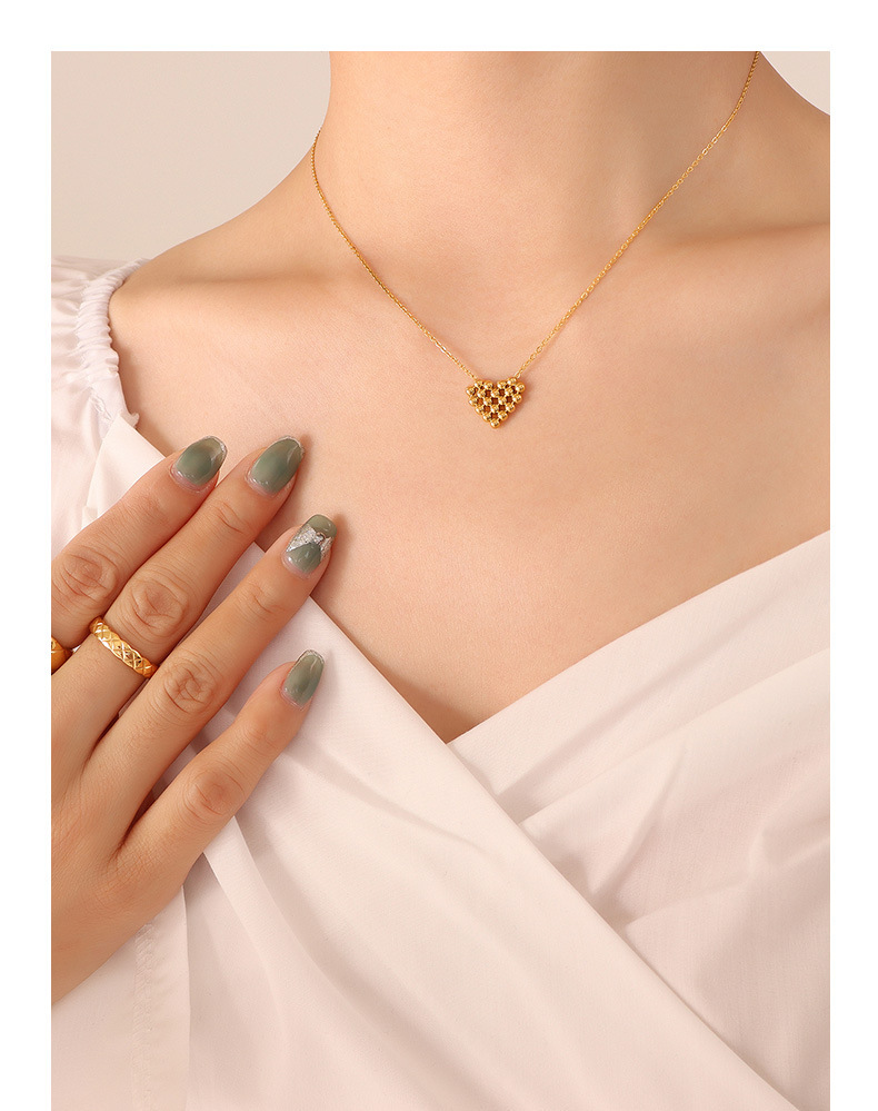 18K Gold Plated Plating Material Earrings, Necklace Classification Wholesale Jewelry Simple Style Heart Shape 304 Stainless Steel 18K Gold Plated Plating Hollow Out Earrings Necklace