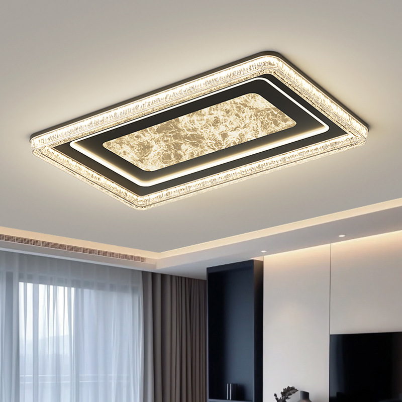 Luz de la sala de estar lujosa lujosa alta sensacional minimalista alta atmósfera de la sala de estar lámpara principal lámpara de techo rectangular lámpara de casa