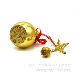 Wholesale polished copper gourd with leaves, hollow brass gourd with an open mouth and lid, polished eight-trigram gourd ornament