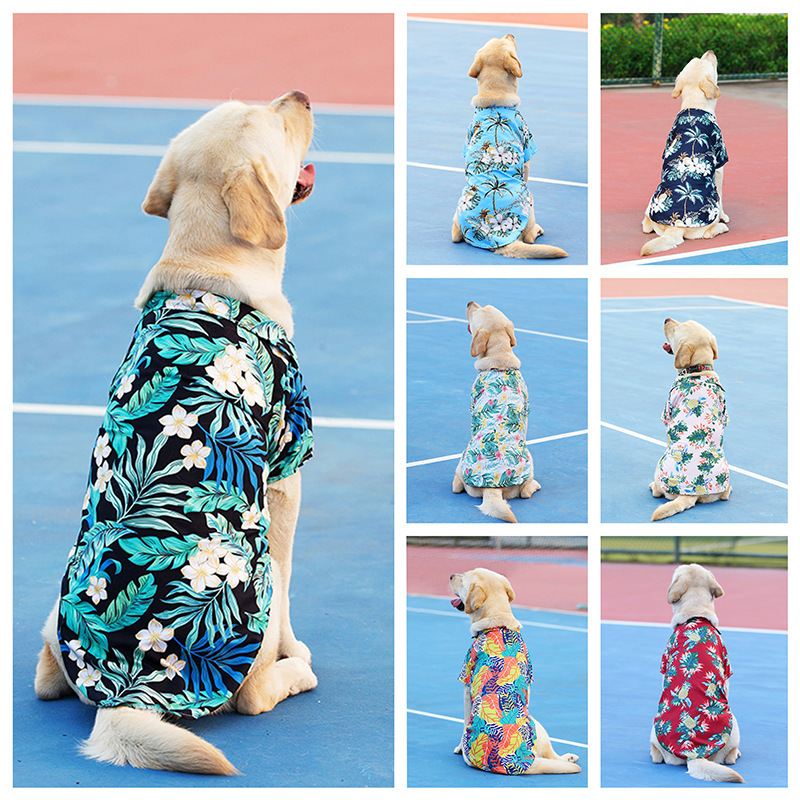 Pet Clothes Teddy Bitter Bear Pometra Dou Cat Dog Summer Thin Large Dog Pet Hawaiian Shirt