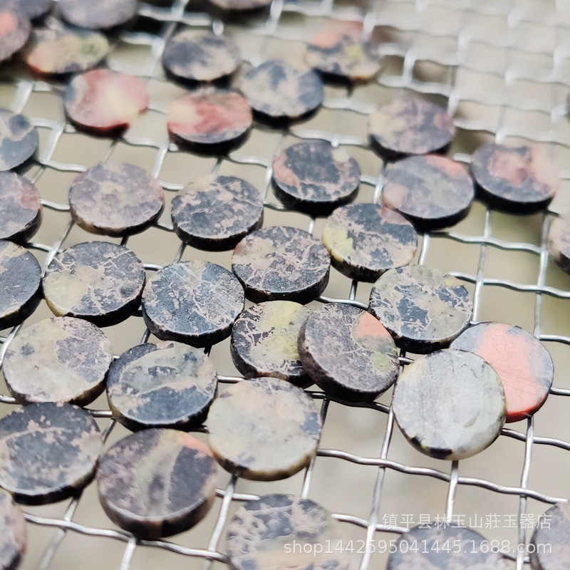 桃花玉 梅花玉玉石圆片定制 8毫米内衣 塑身衣用磁性玉石包布生产