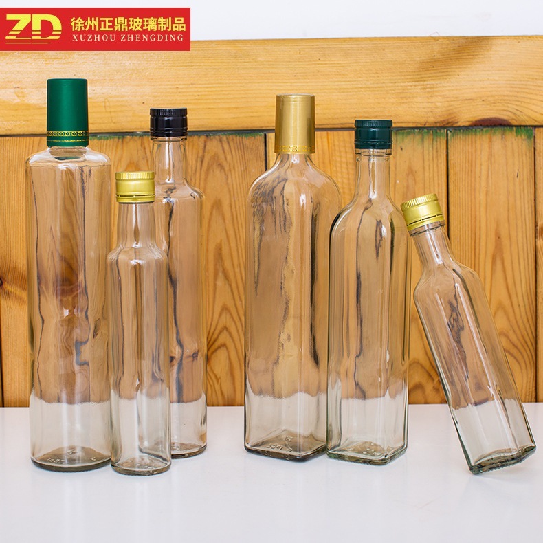 厂家热销250ml透明橄榄油瓶 500ml方形山茶油瓶750ml圆形家用油瓶