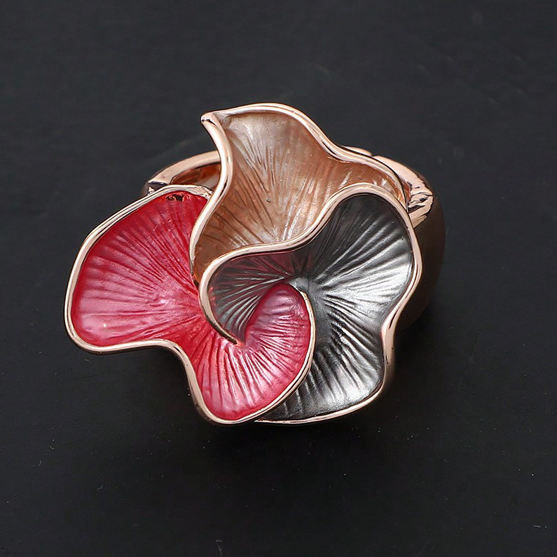 Casual Simple Style Waves Flower Alloy Plating Women's Adjustable Ring 1 Piece display picture 3