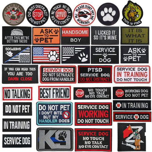 Service dog embroidery Velcro cloth patch pet dog guide dog clothes rope slogan patch dog paw print badge embroidered seal patch