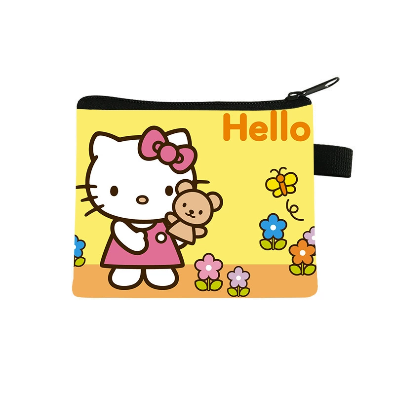 Новый детский кошелек Hello Kitty Hello Kitty для девочек, милый мини-кошелек, тканевая сумка на молнии, хит продаж