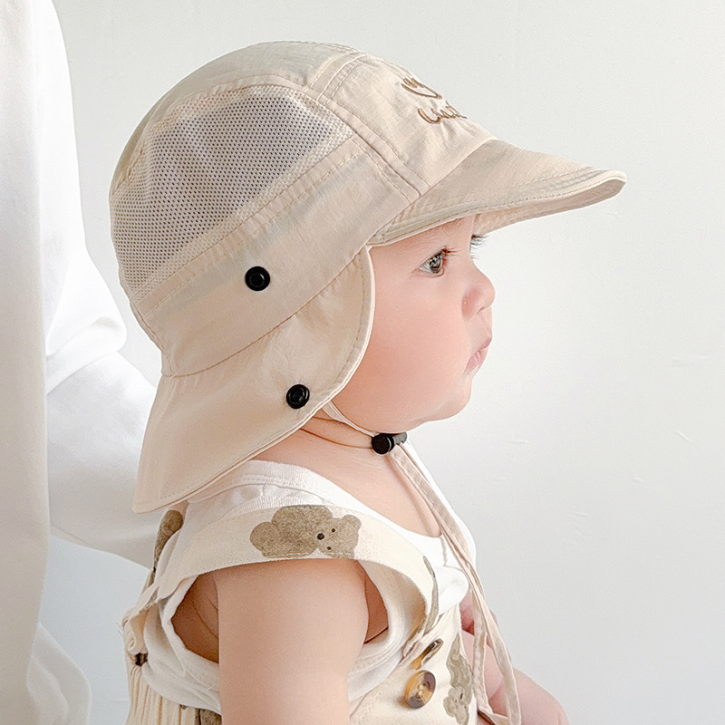 Sombrero de bebé estilo fino de verano, gorro de chal de secado rápido transpirable, gorro de visera para bebés, gorro de protección solar para niños y niñas