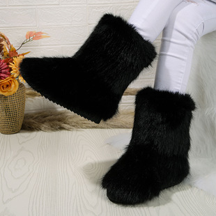 Cross-border wind 2024 Europe and the United States new color plush tube snow boots women's foreign trade plus size Mao Mao women's boots