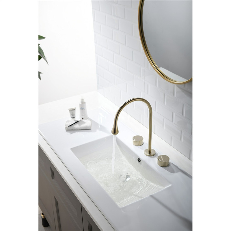 Bathroom Mixer Water 8.3inch Holes Double Handle Faucet Toilet All Copper Separates Basin Washbasin Hot and Cold Faucet