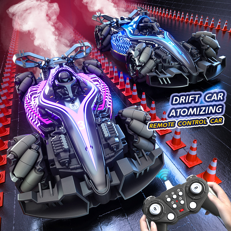Ventas transfronterizas de alta velocidad de deriva de Fórmula 1 coche de control remoto 2.4G eléctrico cool iluminación coche de carreras spray coche de acrobacias
