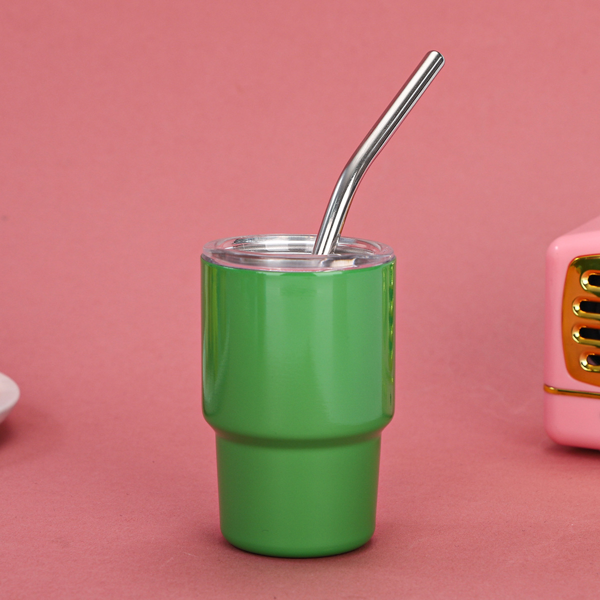 Transfronterizo Amazon 3oz mini copa de vino 304 acero inoxidable con taza de vacío de paja taza de café de color portátil