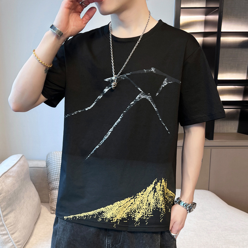 Camiseta de manga corta para hombres de verano nueva camiseta de algodón transpirable de cuello redondo tendencia de moda en la ropa de media manga