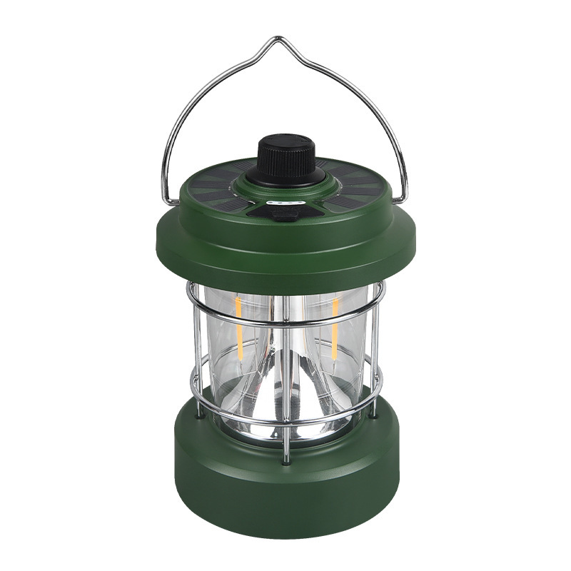 Transfronterizo nuevo retro camping luz solar recargable linterna multifuncional al aire libre camping luz tienda de luz camping