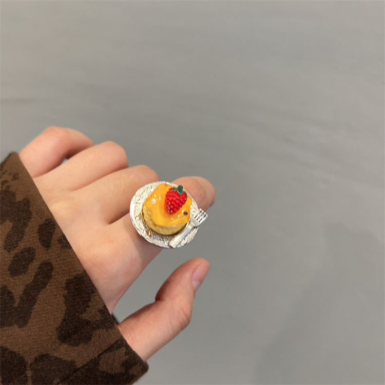 8g Weight Adjustable Ring Classification Adjustable, One Size Ring Size 1 Piece Quantity Casual Occasion Metal Material Fruit, Apple, Cake Pattern All Seasons Season Women's Gender Plating Design Cute, Modern Style Style 1 Piece Cute Modern Style Fruit Apple Cake Metal Plating Women's Adjustable Ring 9
