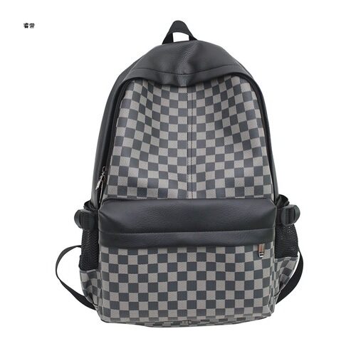 Backpacks for men, trendy European and American fashion plaid travel backpacks, trendy and versatile leather schoolbags for boys, computer bags for women