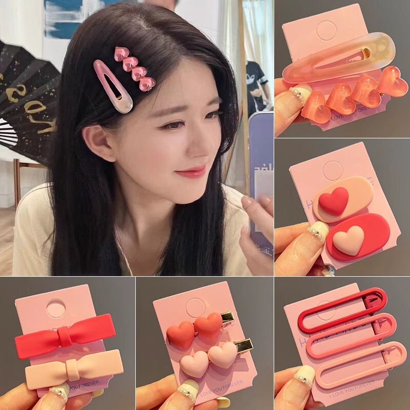 2025 spring new pink hair clip cute candy color side bangs clip high sense dopamine hair accessories hairpin