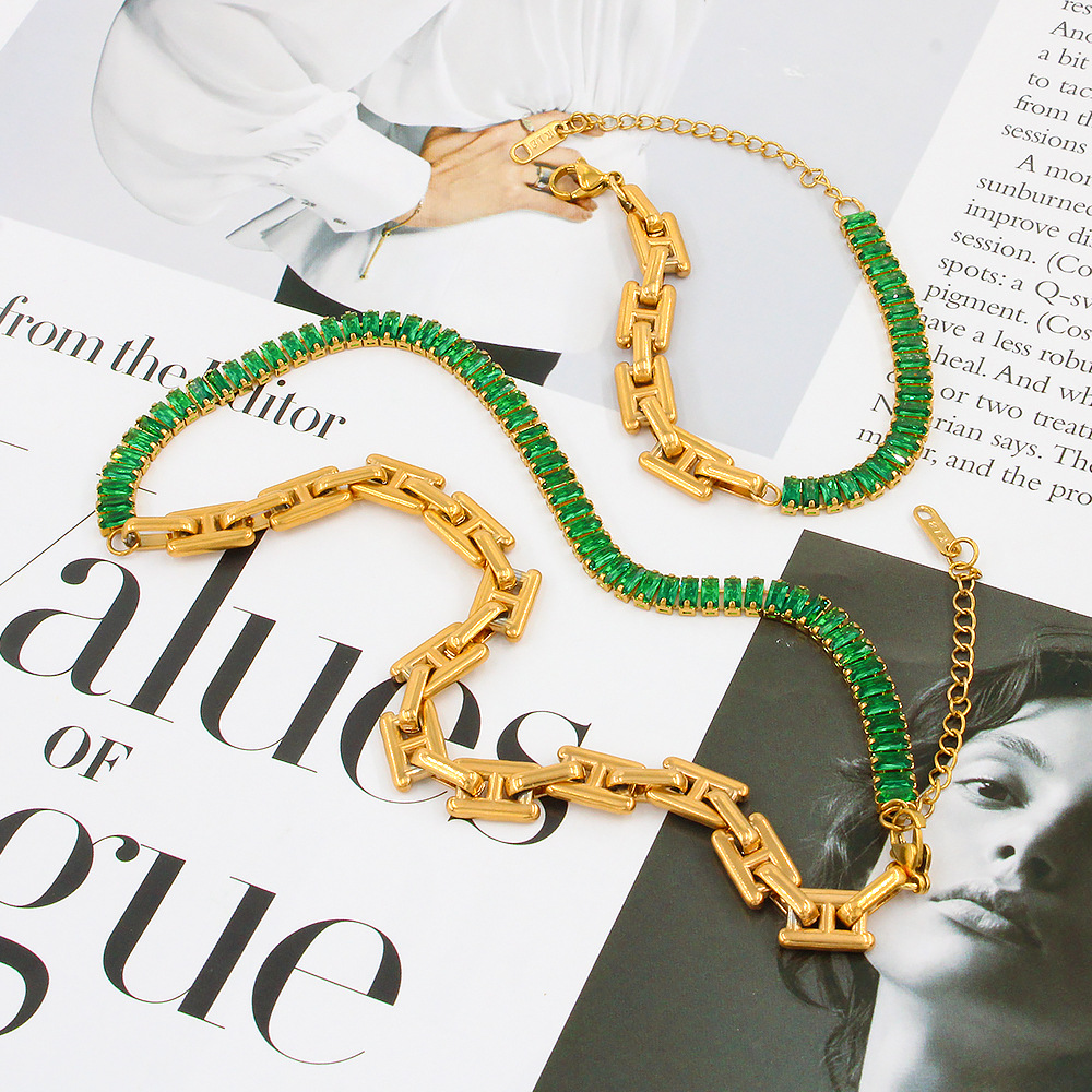 Retro Geometric Titanium Steel Plating Bracelets Necklace