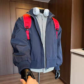 藏青色cleanfit短款机能飞行夹克男秋季硬汉风潮牌感立领外套夹克