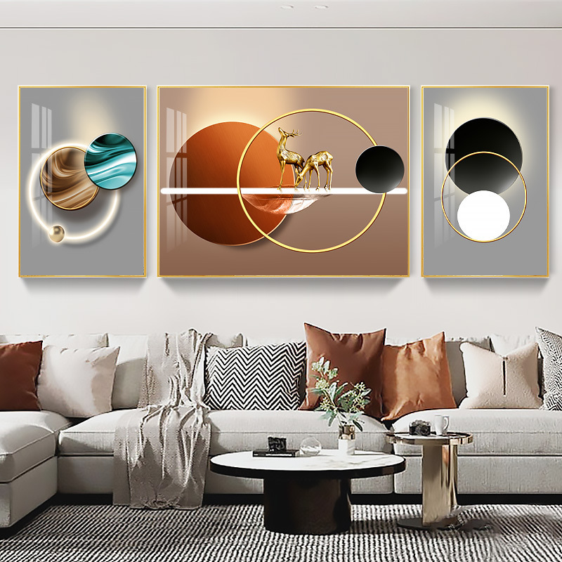 2021 Simplicity sofa Background wall Decorative painting modern Light extravagance a living room Hanging picture Abstract Triptych Diamond Porcelain painting