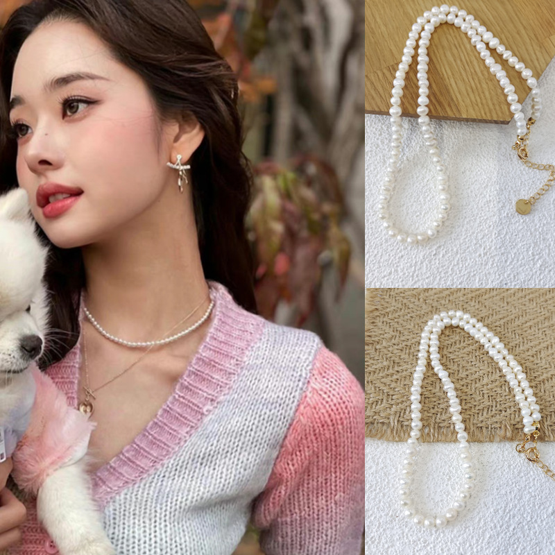 20g Weight Necklace Classification 1 Piece Quantity Daily Occasion Freshwater Pearl Material Solid Color Pattern Women'S Gender Beaded Design Fashion Style 1 Piece Fashion Solid Color Freshwater Pearl Beaded Necklace 无