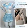 A034 aqua blue student uniform + white student socks
