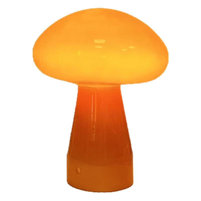 Lámpara de mesa decorativa nórdica para dormitorio, exclusivamente para ventas transfronterizas, lujo ligero, regulable, ambiente minimalista en tono crema, diseño de hongo de vidrio.