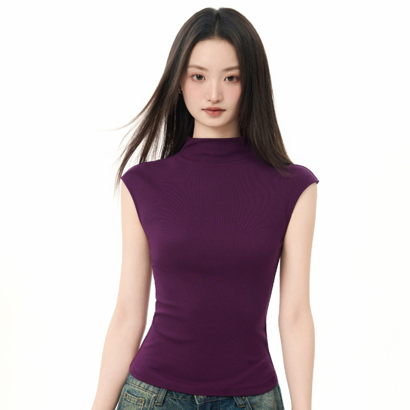 European-Style Half-High Collar Short-Sleeve T-Shirt Top for Women, New Slim-Fit Fashion Short Sleeveless Inner Layer Base Shirt European-Style Half-High Collar Short-Sleeve T-Shirt Top for Women, New Slim-Fit Fashion Short Sleeveless Inner Layer Base Shirt