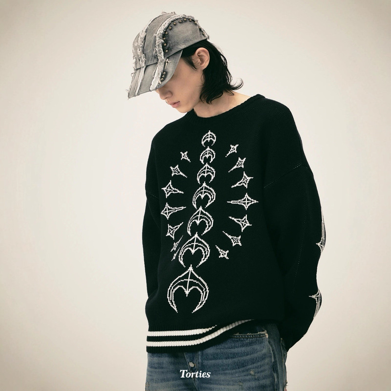 Cross-Border Thug Club 25Ss Trendy Brand Thug Club New Style Honeycomb Knitted Sweater