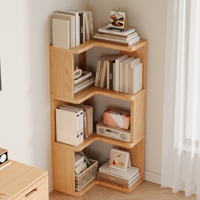 2026 nuevo estante de madera maciza multicapa integrado contra la pared simple casa sala de estar estudio acabado estante de almacenamiento