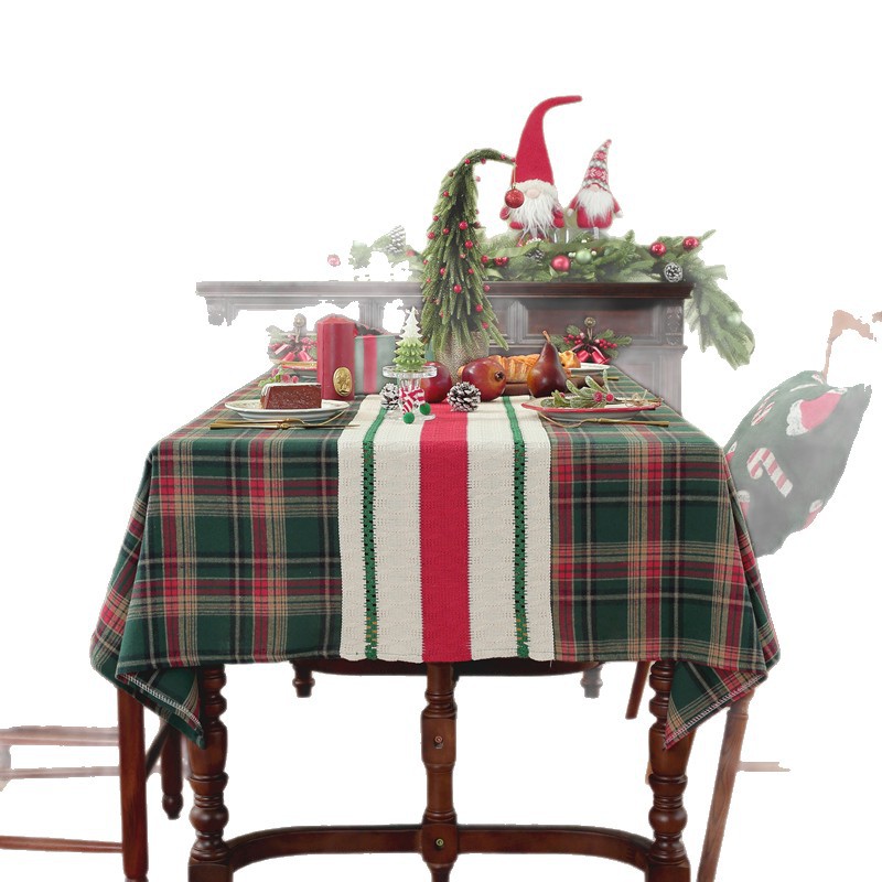 Runner a quadri patchwork per il commercio estero transfrontaliero, tovaglia da caffè con decorazioni natalizie, copritavolo da pranzo,_voghion.com