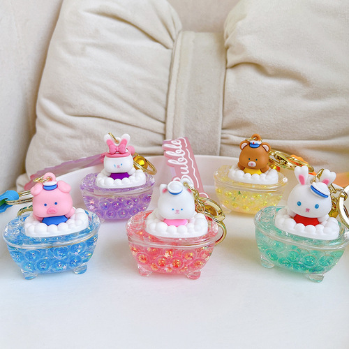 Creative cartoon luminous bathtub keychain, exquisite and cute car bag accessories, couple small gifts supply source