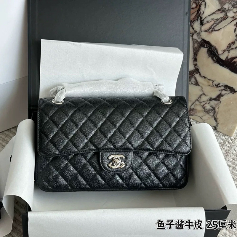 Chanel CF kviltli dəri çarpaz çanta, zəncir qayışlı kiçik model