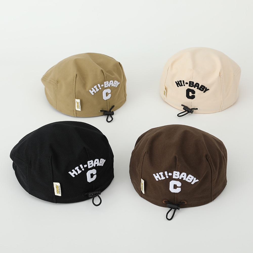 Sombrero japonés retro para niños periódicos nuevos letras bordadas boinas pintores para niños y niñas gorras de boca de pato gorras