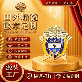 意大利国家部队帽徽定制黄铜冲压滴油帽徽贝雷帽徽章徽标跨境定制