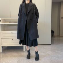 莉之绮双面羊毛大衣女中长款2025秋冬新款气质茧型毛呢外套250256