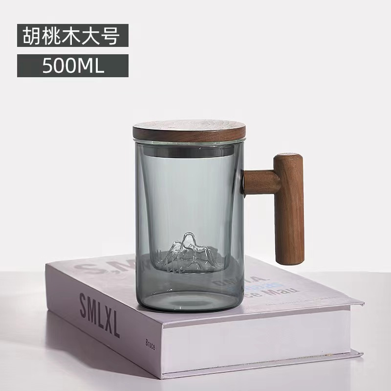 Taza de té de vidrio borosilicato taza de agua resistente al calor de la Oficina de los hombres taza de té de separación de té