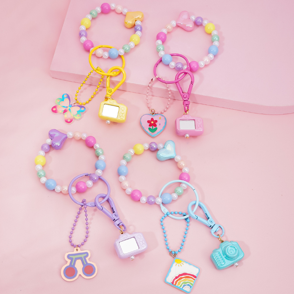 Cross-border candy color colorful mobile phone case bag key chain pendant letter tag girl acrylic pendant wholesale