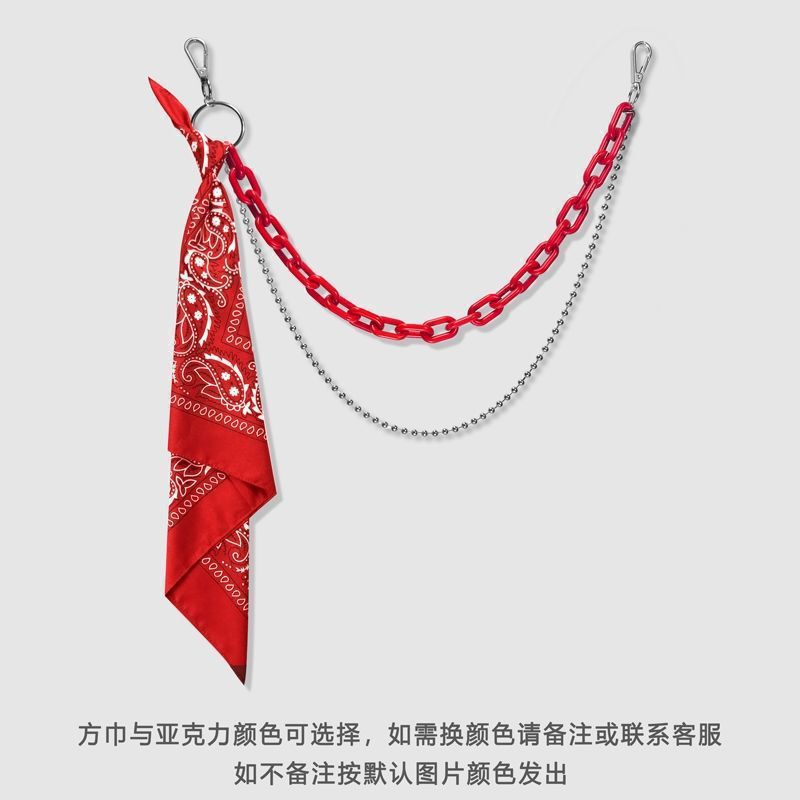 ヒップホップパンツチェーンアクセサリーインハイストリートアクセサリー蛍光樹脂パンツチェーンスクエアスカーフメンズメタルウエストチェーン女性ウエスト卸売|undefined