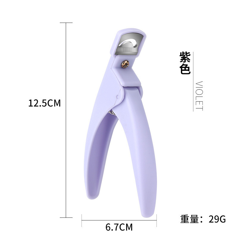 Tijeras para uñas de una línea de acero inoxidable en forma de U, cortador para extensiones de fototerapia DIY, con herramienta de formación.