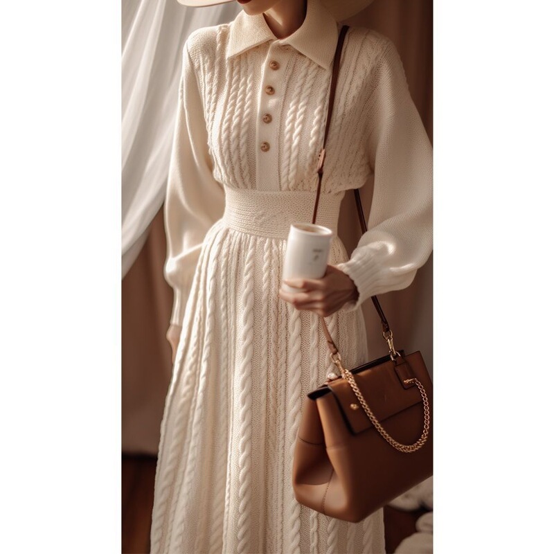 Off-White New Inner Dress Autumn and Winter Small Long New Sweater Skirt Bottoming Skirt for Women